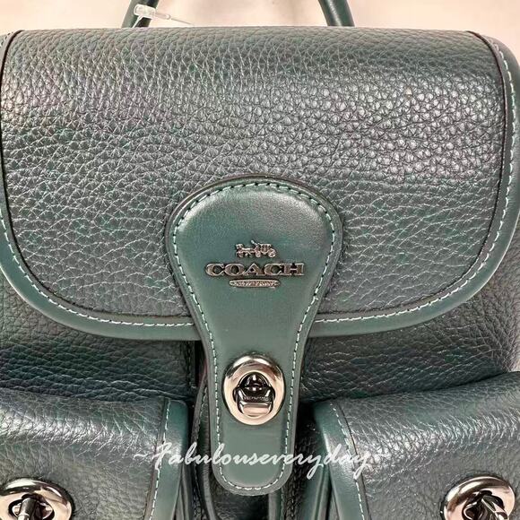 Coach Hadley Backpack In Leather Gunmetal/Dark Teal CBH09 NWT - Picture 8 of 9